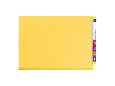 Smead Pressboard End Tab Classification Folder, 2-Divider, 2" Expansion, Legal Size, Yellow, 10/Box (29789)