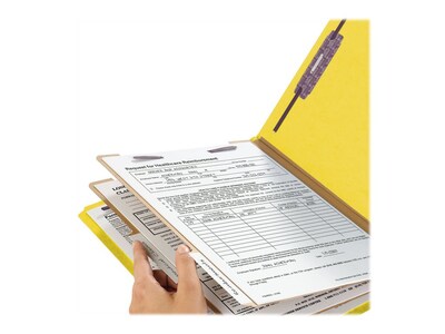 Smead Pressboard End Tab Classification Folder, 2-Divider, 2" Expansion, Legal Size, Yellow, 10/Box (29789)