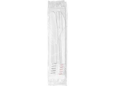 Berkley Square Individually Wrapped Plastic Assorted Cutlery Set, Medium-Weight, White, 250/Carton (