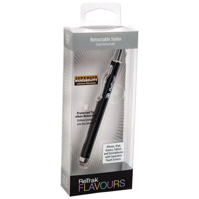 ReTrak Retractable Stylus, Black, (ETSTYLUSBLK)