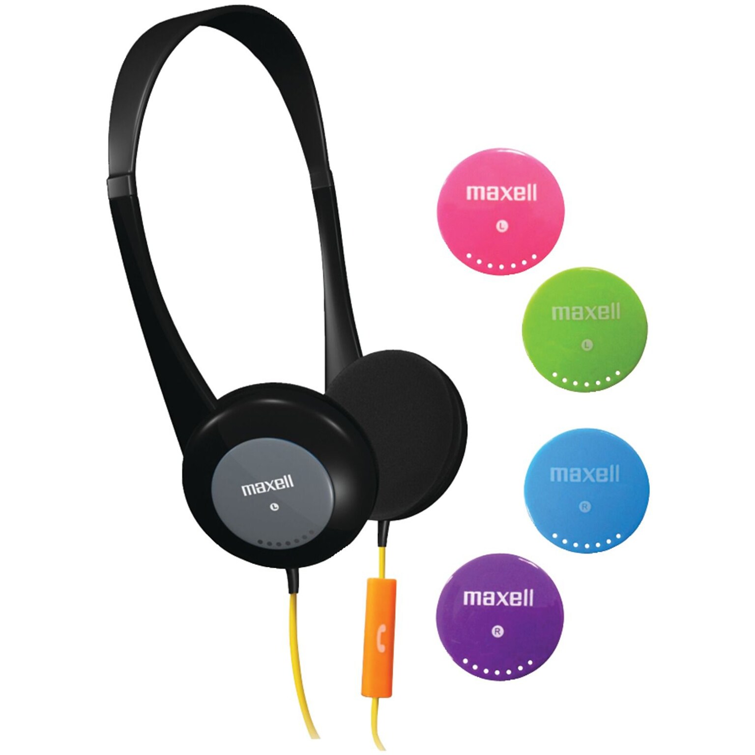 Maxell Action Kids On-Ear Headphones with Microphone, Multicolor (MXL195004)