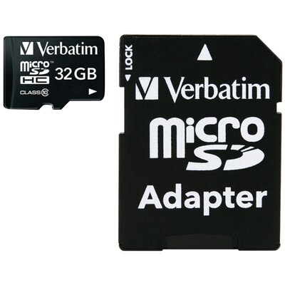 Verbatim 32GB microSDHC Memory Card with Adapter, Class 10 (VTM44083)