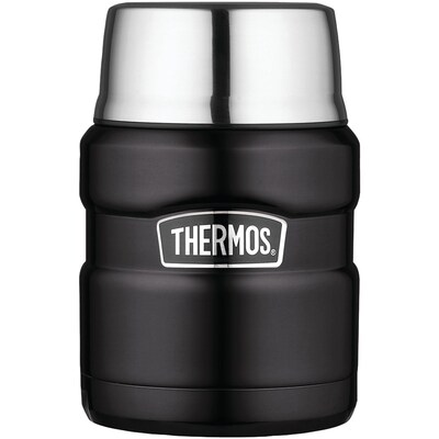 Thermos Sk3000bktri4 Stainless King Vacuum-insulated Food Jar With Folding Spoon, 16oz (matte Black)