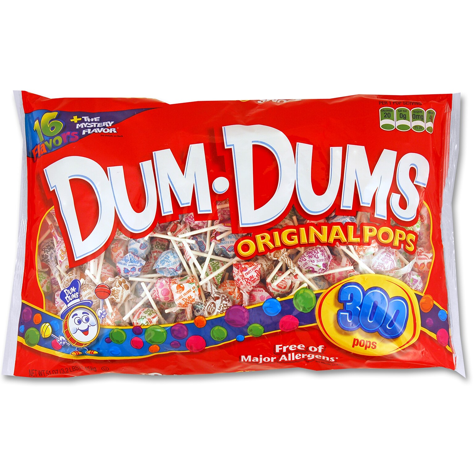 Dum Dums Lollipops, Assorted Flavors, 51 oz., 300/Pieces (SPN00060)