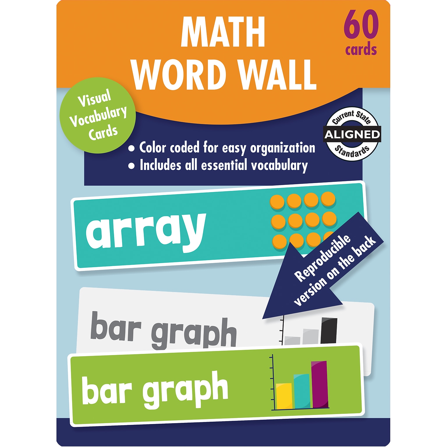 Carson-Dellosa Learning Cards Math Word Wall, Grade 2, 60 Cards/Set (145113)