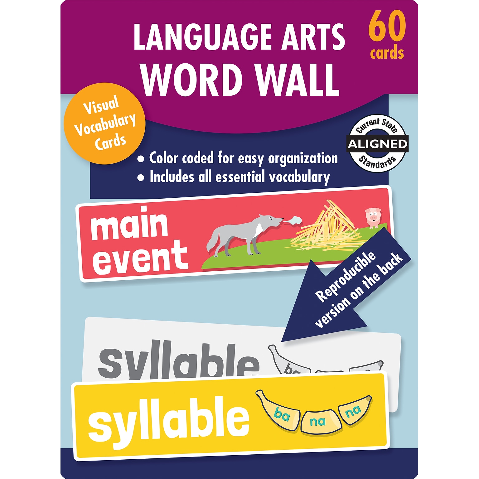 Carson-Dellosa Learning Cards Language Arts Word Wall, Kindergarten, 60 Cards/Set (145114)