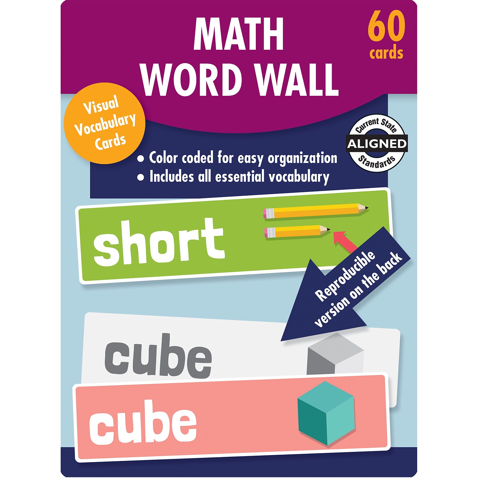 Carson-Dellosa Learning Cards Math Word Wall, Kindergarten, 60 cards/Set (145111)