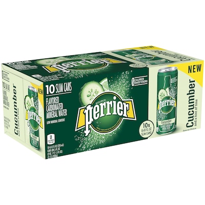 Perrier Cucumber Lime Sparkling Mineral Water, 8.45 oz., 10/Pack (12394637)