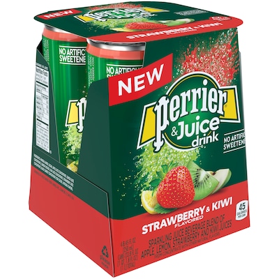 Perrier Fusions, Strawberry and Kiwi Flavor, 8.45 Fl oz Cans, 4/Pack (12397159)
