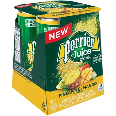 Perrier Fusions, Pineapple and Mango Flavor, 8.45 Fl oz. Cans, 4/Pack (12397131)