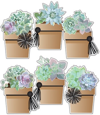 Schoolgirl Style Simply Stylish Potted Succulents Cut-Outs, 36/Pack (120579)