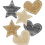 Schoolgirl Style Simply Stylish Burlap Stars and Hearts Cut-Outs (120578)