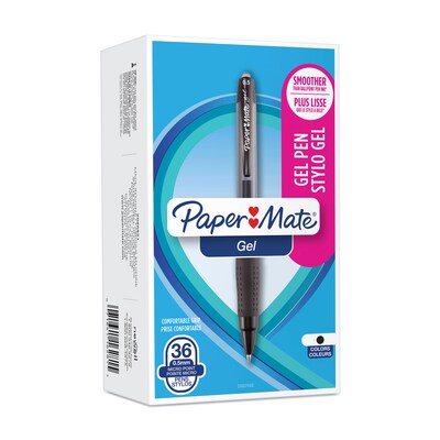 Paper Mate Gel Pen, Micro Point, Black Ink, 36/Pack (2082958)