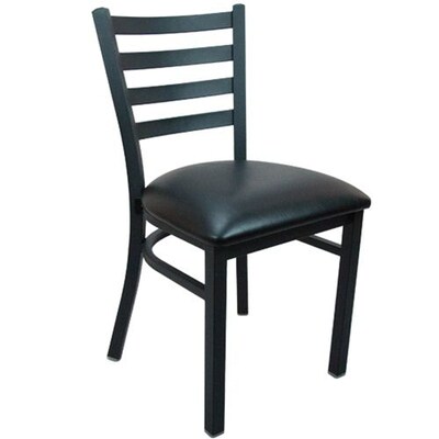 Advantage Ladder Back Restaurant Chair - Black Padded (RCLB-BFBV-2)