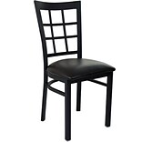 Advantage Window Pane Back Restaurant Chair - Black Padded (RCWPB-BFBV-2)