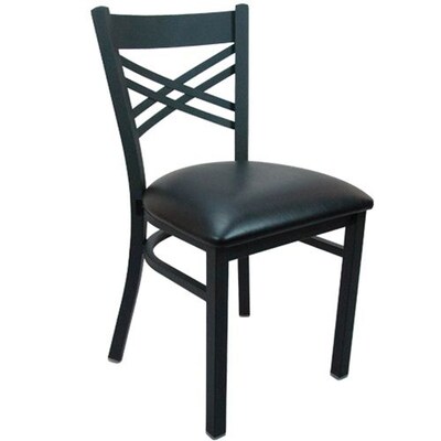 Advantage Cross Back Restaurant Chair - Black Padded (RCXB-BFBV-2)