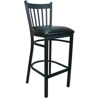 Advantage Black Vinyl Vertical Back Bar Stool [BSVB-BFBV-28] | Quill