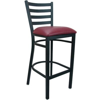Advantage Ladder Back Metal Bar Stool - Burgundy Padded (BSLB-BFRV-2)
