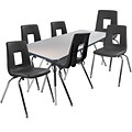 Advantage 30 x 60 Gray/Navy Activity Table with 6 Black 16 Student Stack Chairs (1AT3060GN6BLK16)