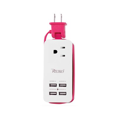 Reiko 4.1 Amp Home Travel Charging Station Pink