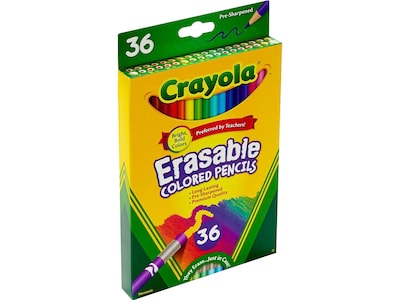 Crayola Erasable Colored Pencils, Assorted Colors, 36/Pack (68-1036)