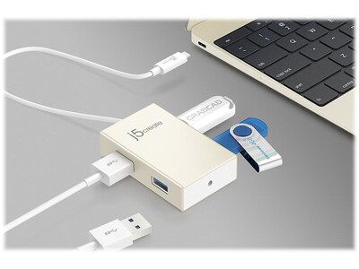 j5create 4-Port USB 3.0 Hub, Silver (JCH343US)
