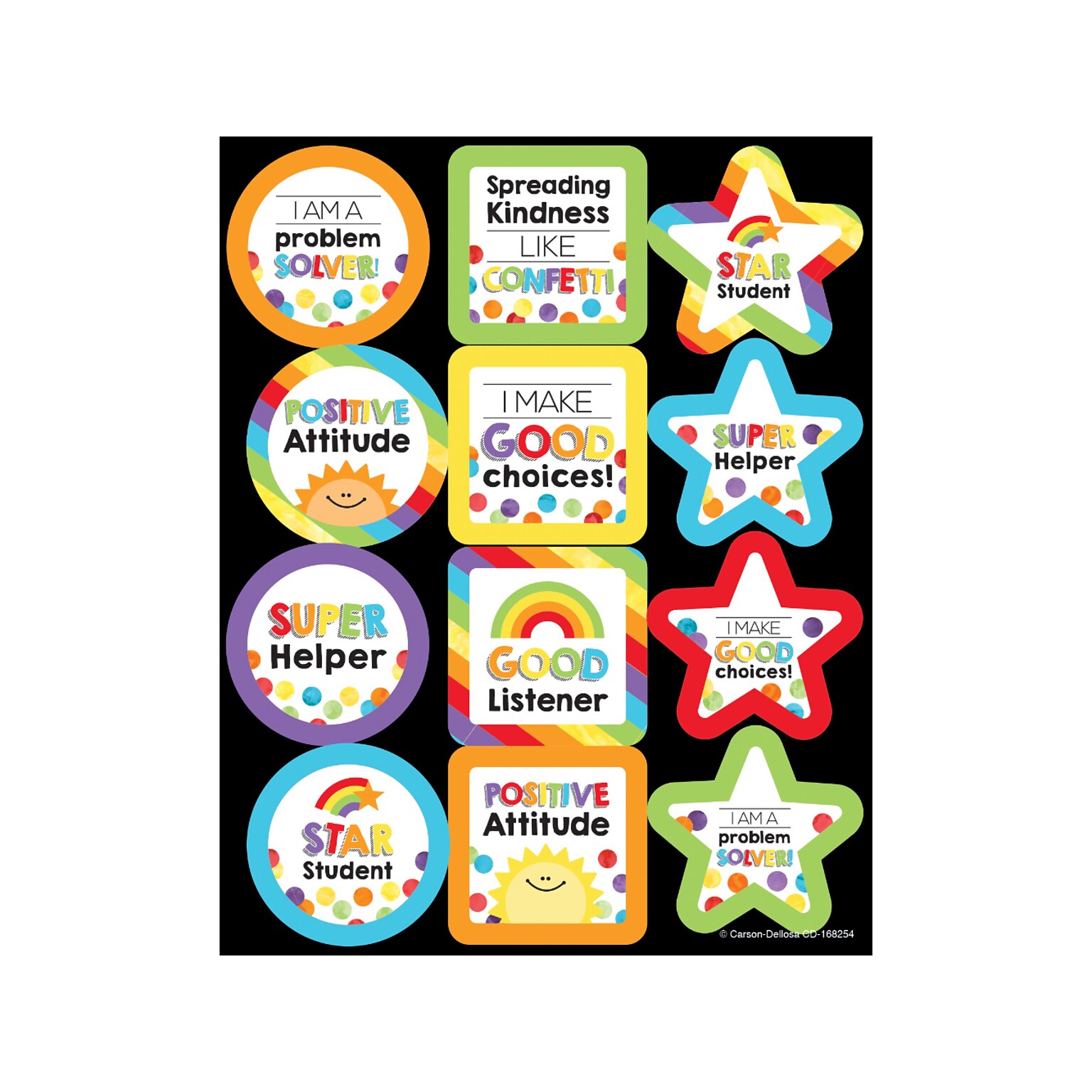 Carson-Dellosa Celebrate Learning Stickers, Multi Colors, 72/Pack (168254)