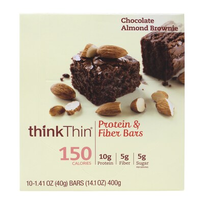 thinkThin Gluten Free Almond Brownie Protein Bar, 10 Bars/Box (307-00117)