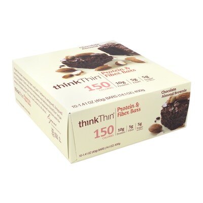 thinkThin Gluten Free Almond Brownie Protein Bar, 10 Bars/Box (307-00117)