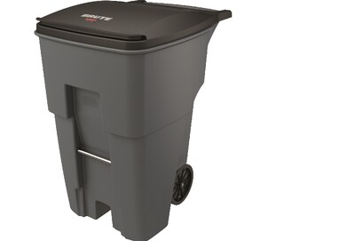Rubbermaid Brute Plastic Rollout Trash Can Container, Gray, 95 Gallon (FG9W2200GRAY)