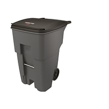 Rubbermaid Brute Plastic Rollout Trash Can Container, Gray, 95 Gallon (FG9W2200GRAY)