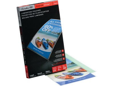 Swingline GBC FUSION EZUse Thermal Laminating Pouches, Legal Size, 5 Mil, 100/Box (3740473)