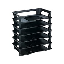 Rubbermaid Regeneration Stackable Side Loading Letter Trays, Letter Size, Black Plastic, 6/Pack (860