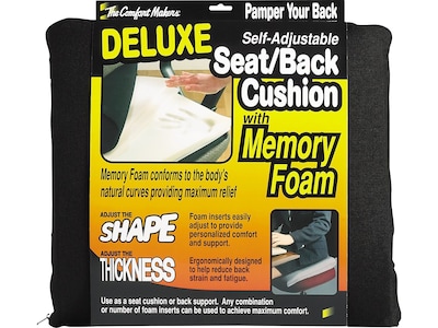 ComfortMakers Deluxe Memory Foam Chair Cushion, Black (91061)