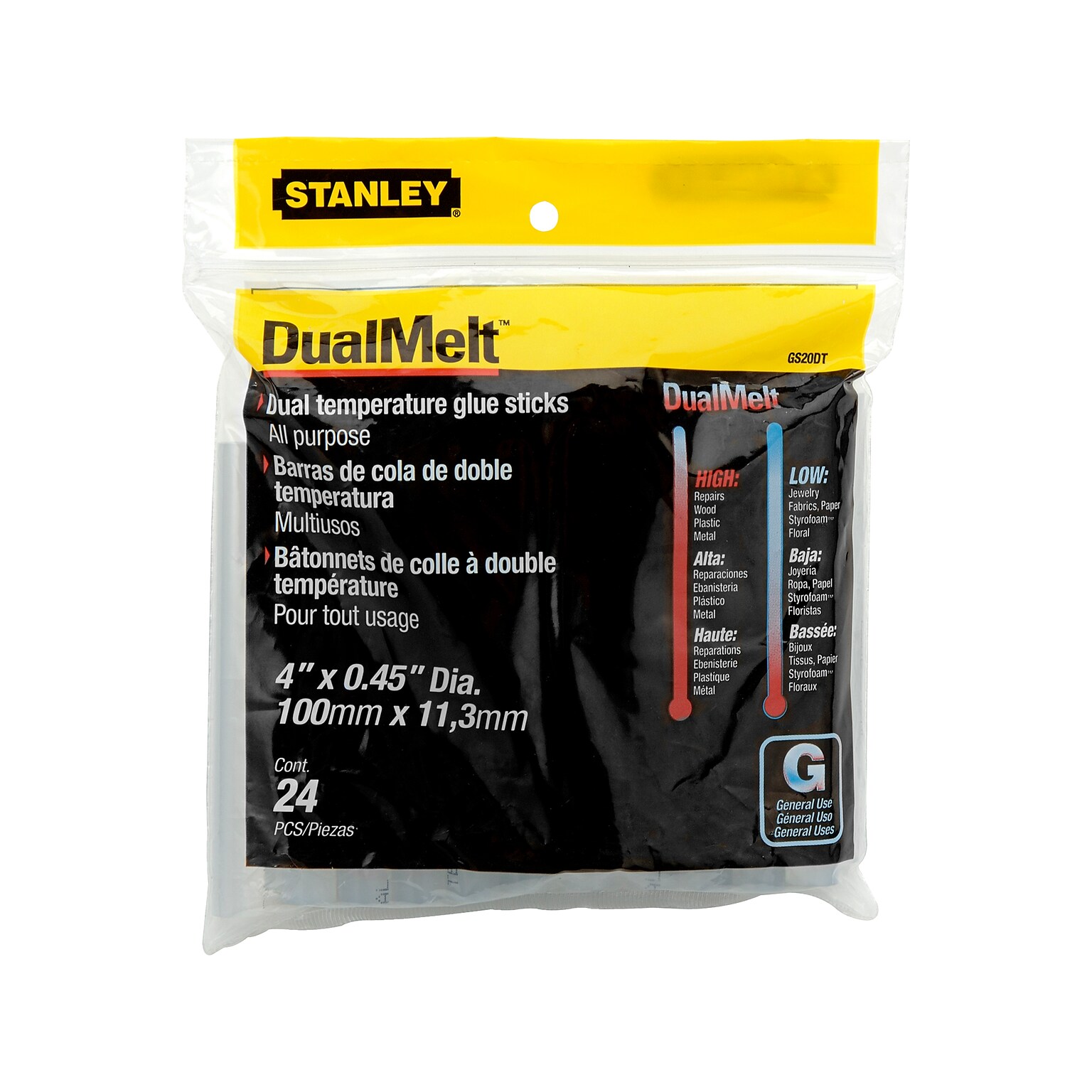 Stanley DualMelt 4 Glue Sticks, 24/Pack (GS20DT)
