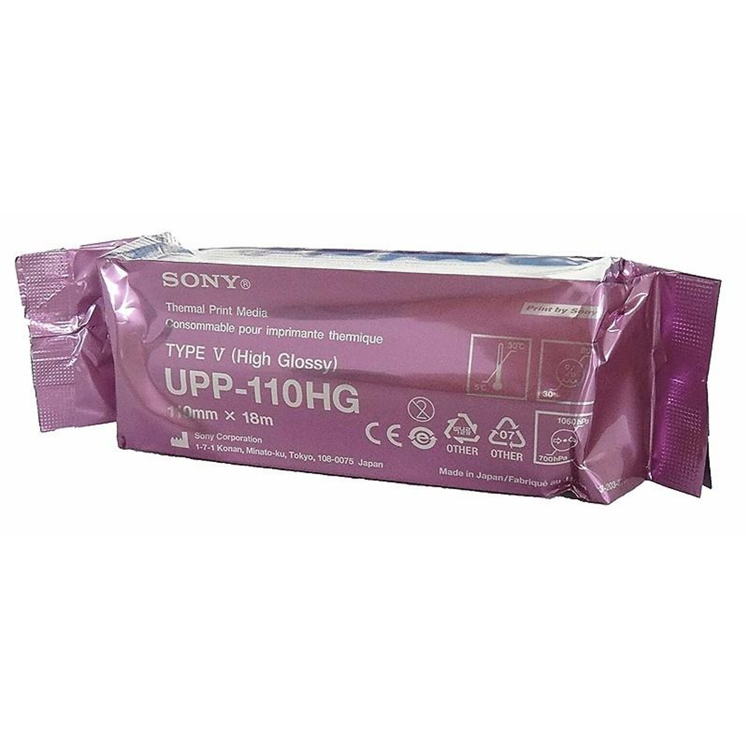 Sony Type V 4.33 x 59.06 High Resolution Thermal Fax Paper, 10/Box (UPP-110HG)