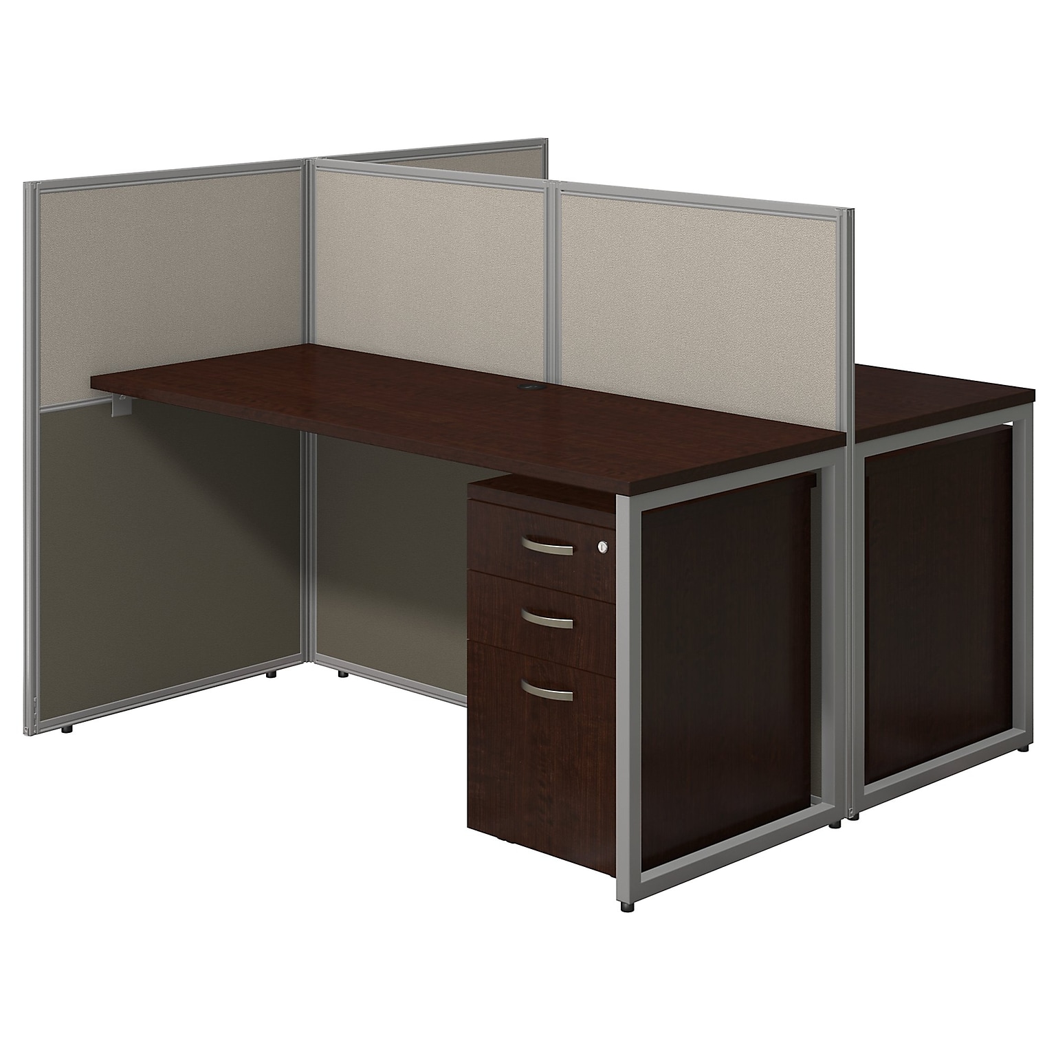 Bush Business Furniture Easy Office 44.88H x 60.03W 2 Person Back to Back Cubicle Workstation, Dark Wood (EOD460SMR-03K)