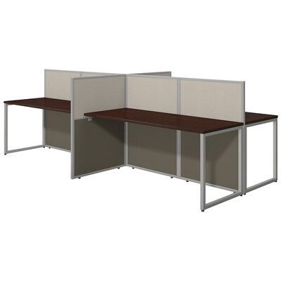 Bush Business Furniture Easy Office 60W 4 Person Straight Desk Open Office, Mocha Cherry, Installed (EOD660MR-03KFA)