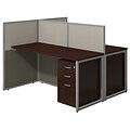Bush Business Furniture Easy Office 60W 2 Person Str Desk Open Office w 3 Dwr Mob Ped, Mocha Cherry, Installed (EOD460SMR-03KFA)