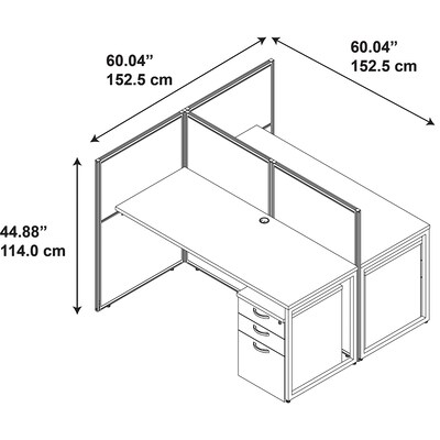 Bush Business Furniture Easy Office 44.88"H x 60.03"W 2 Person Back to Back Cubicle Workstation, Dark Wood (EOD460SMR-03K)
