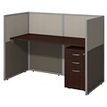 Bush Business Furniture Easy Office 60W Straight Desk Closed Office with 3 Drawer Mobile Pedestal, Mocha Cherry (EOD260SMR-03K)