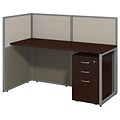 Bush Business Furniture Easy Office 60W Straight Desk Open Office w/ 3 Dwr Mobile Ped, Mocha Cherry, Installed (EOD160SMR-03KFA)