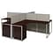 Bush Business Furniture Easy Office 44.88H x 119W 4 Person X-Shaped Cubicle Workstation, Dark Wood