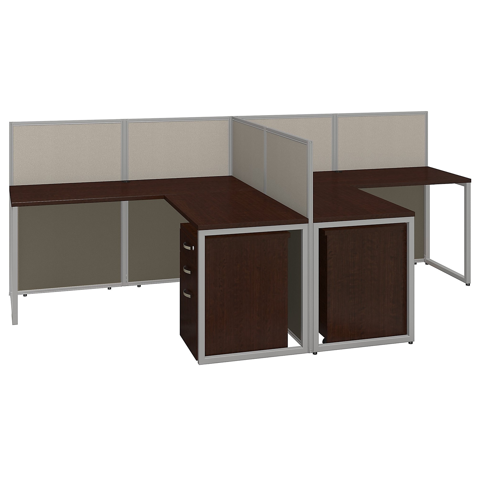 Bush Business Furniture Easy Office 44.88H x 60.03W 2 Person T-Shaped Cubicle Workstation, Dark Wood (EOD560SMR-03K)