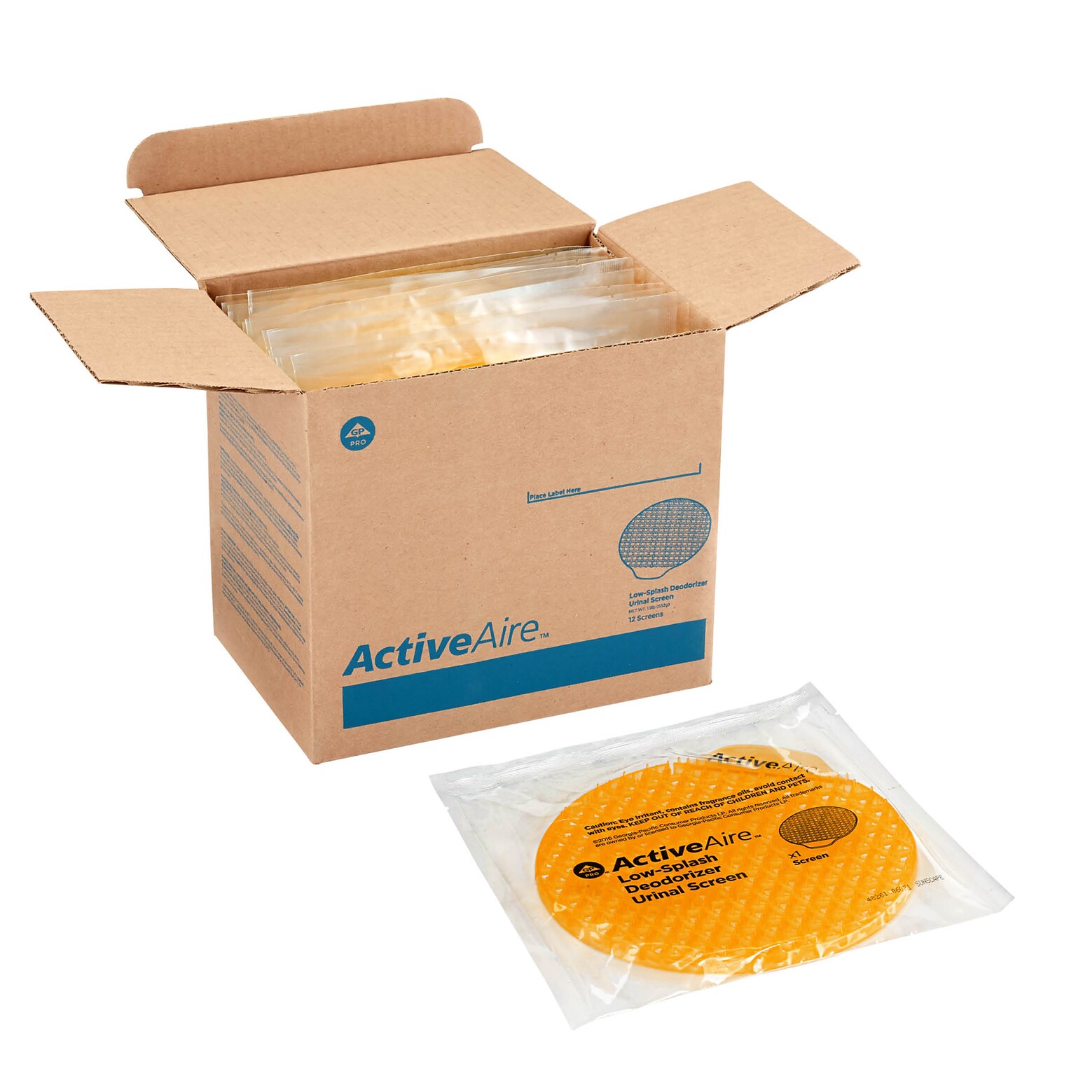 ActiveAire™ Anti-Splash Urinal Screen, Sunscape Mango Scent, Yellow, 12/Pack (48261)