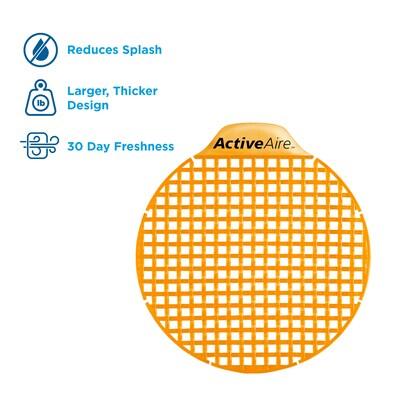 ActiveAire™ Anti-Splash Urinal Screen, Sunscape Mango Scent, Yellow, 12/Pack (48261)
