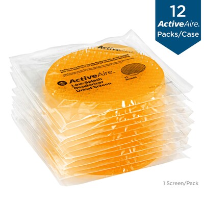 ActiveAire™ Anti-Splash Urinal Screen, Sunscape Mango Scent, Yellow, 12/Pack (48261)