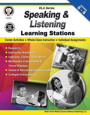 Speaking and Listening Learning Stations, Grades 6 - 8 Paperback (404258)
