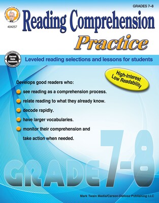 Reading Comprehension Practice, Grades 7 - 8 Paperback (404257)