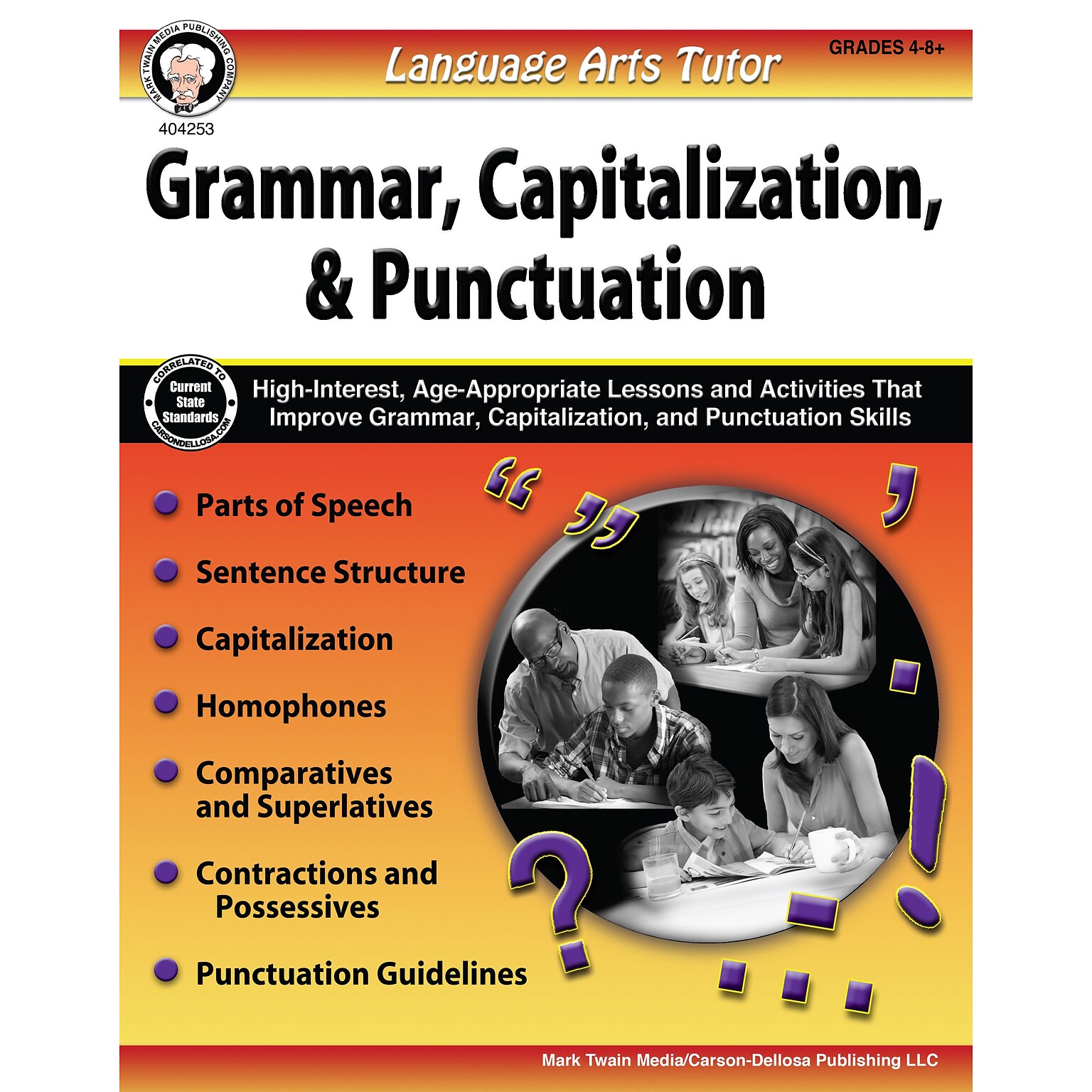 Language Arts Tutor: Grammar, Capitalization, and Punctuation, Grades 4 - 8 Paperback (404253)